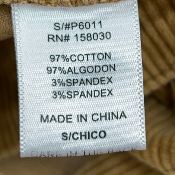 Love Tree Womens Size S Corduroy Pants Exposed Button Fly Stretch Tan Straight - Picture 10 of 13